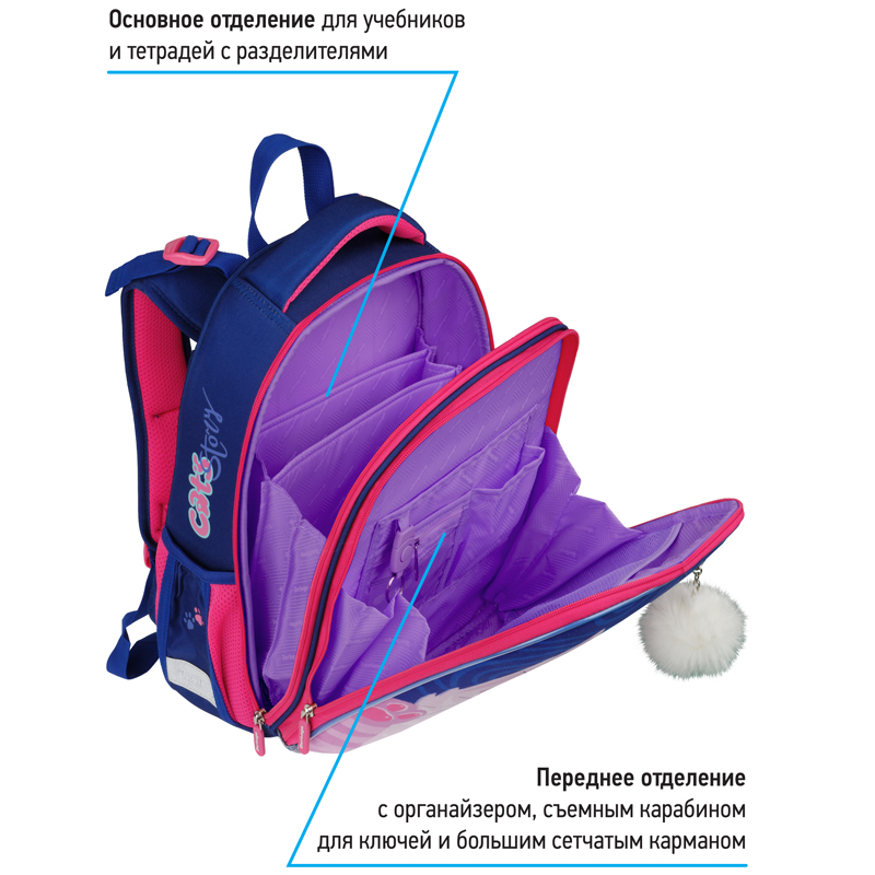 Ранец Berlingo Expert "Scary cat" 37*28*16см, 2 отделения, 2 кармана, анатомическая спинка - фото 6