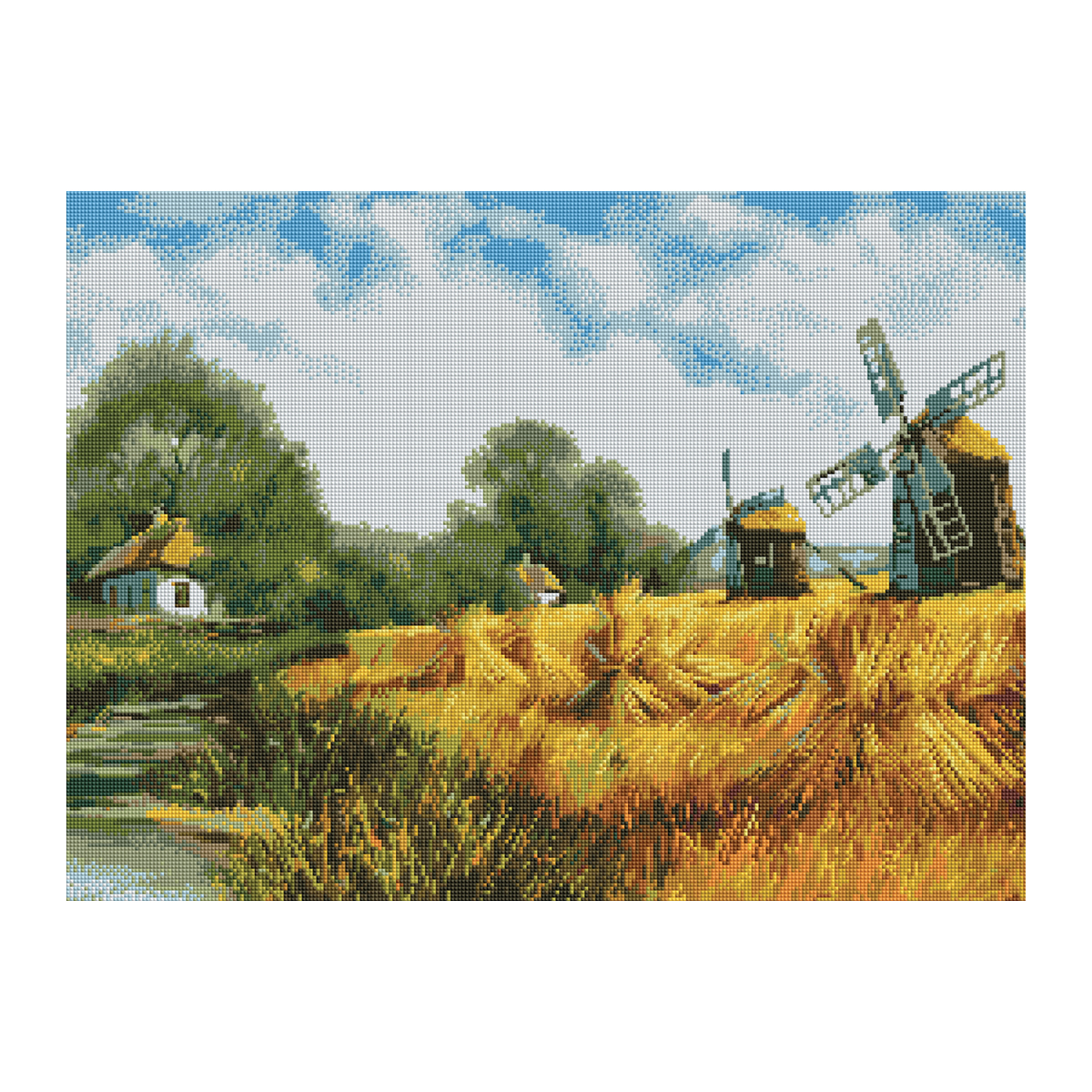 Алмазная мозаика ТРИ СОВЫ "Мельницы", 50*70см, холст, картонная коробка с пластиковой ручкой - фото 1