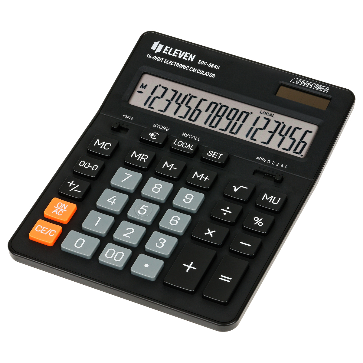Калькулятор настольный Eleven SDC-664S, 16 разрядов, двойное питание, 155*205*36мм, черный - фото 1