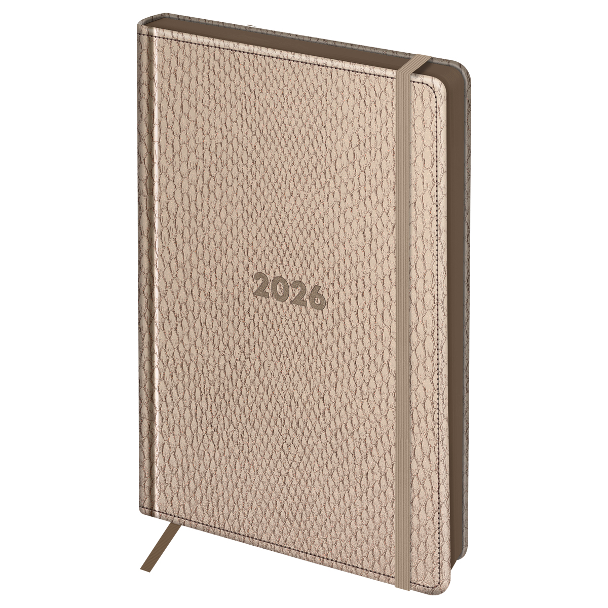 Ежедневник датированный 2026г., А5, 176л., твердый переплет, кожзам, BG "Python. Bronze", бронзовый, цветной срез, с резинкой, карман - фото 1