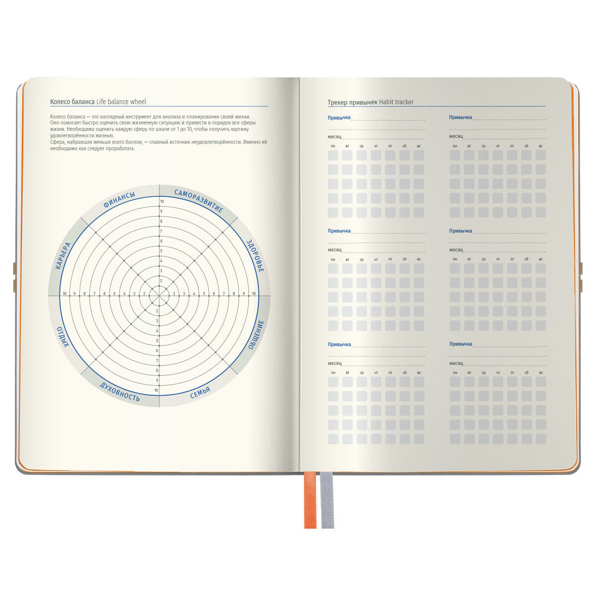 Ежедневник недатированный, А5, 136л., кожзам, Berlingo "Casual", с резинкой, светло-серый, оранжевый срез - фото 3