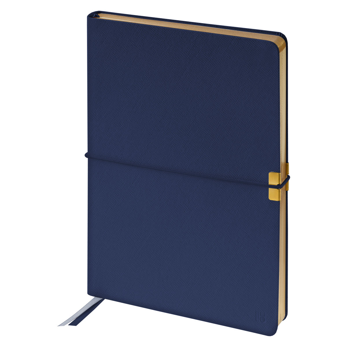 Ежедневник недатированный, А5, 136л., кожзам, Berlingo "Casual Gold", с резинкой, синий, золотой срез - фото 1