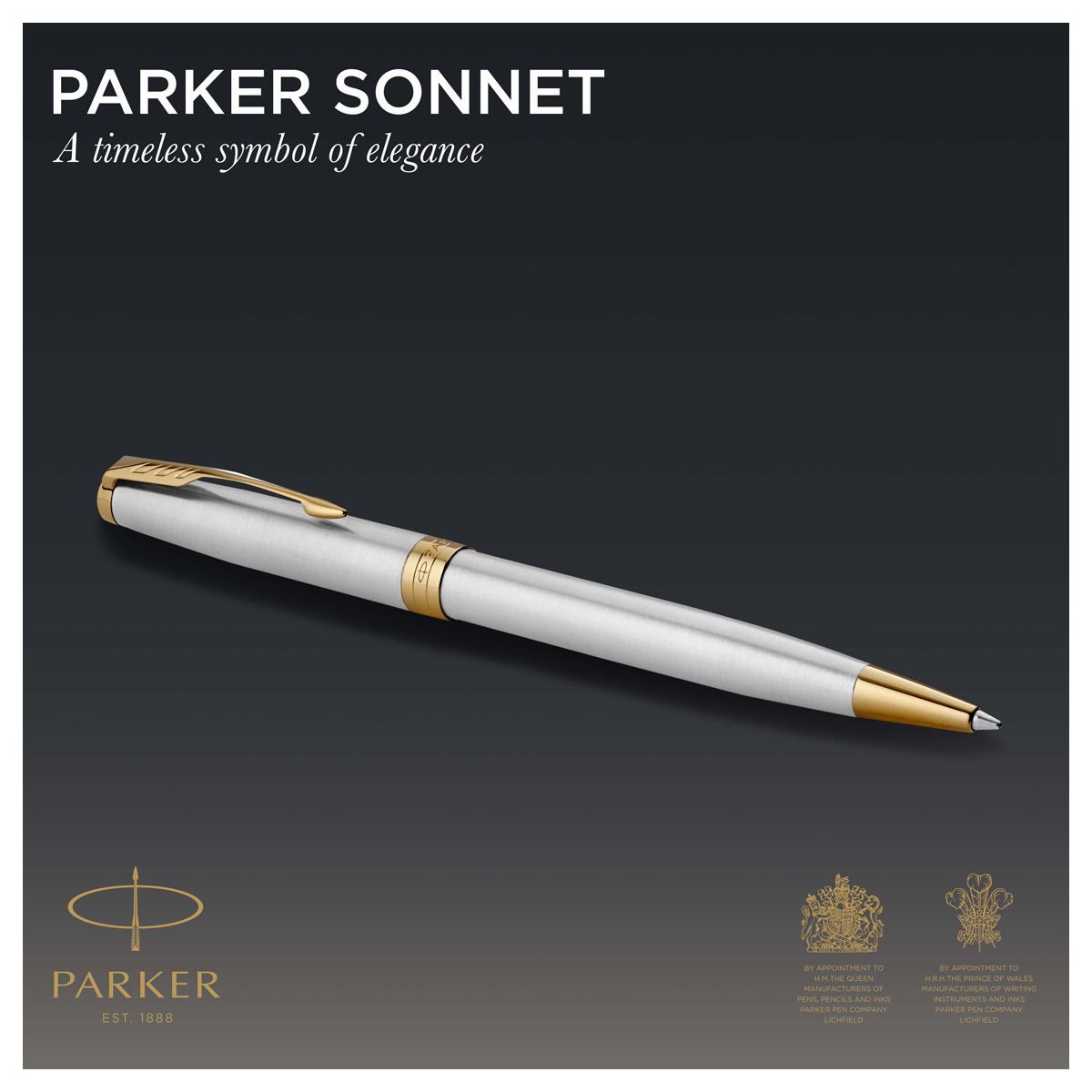Ручка шариковая PARKER "Sonnet Core Stainless Steel GT", корпус серебро, позолота, черная, 1931507 - фото 2