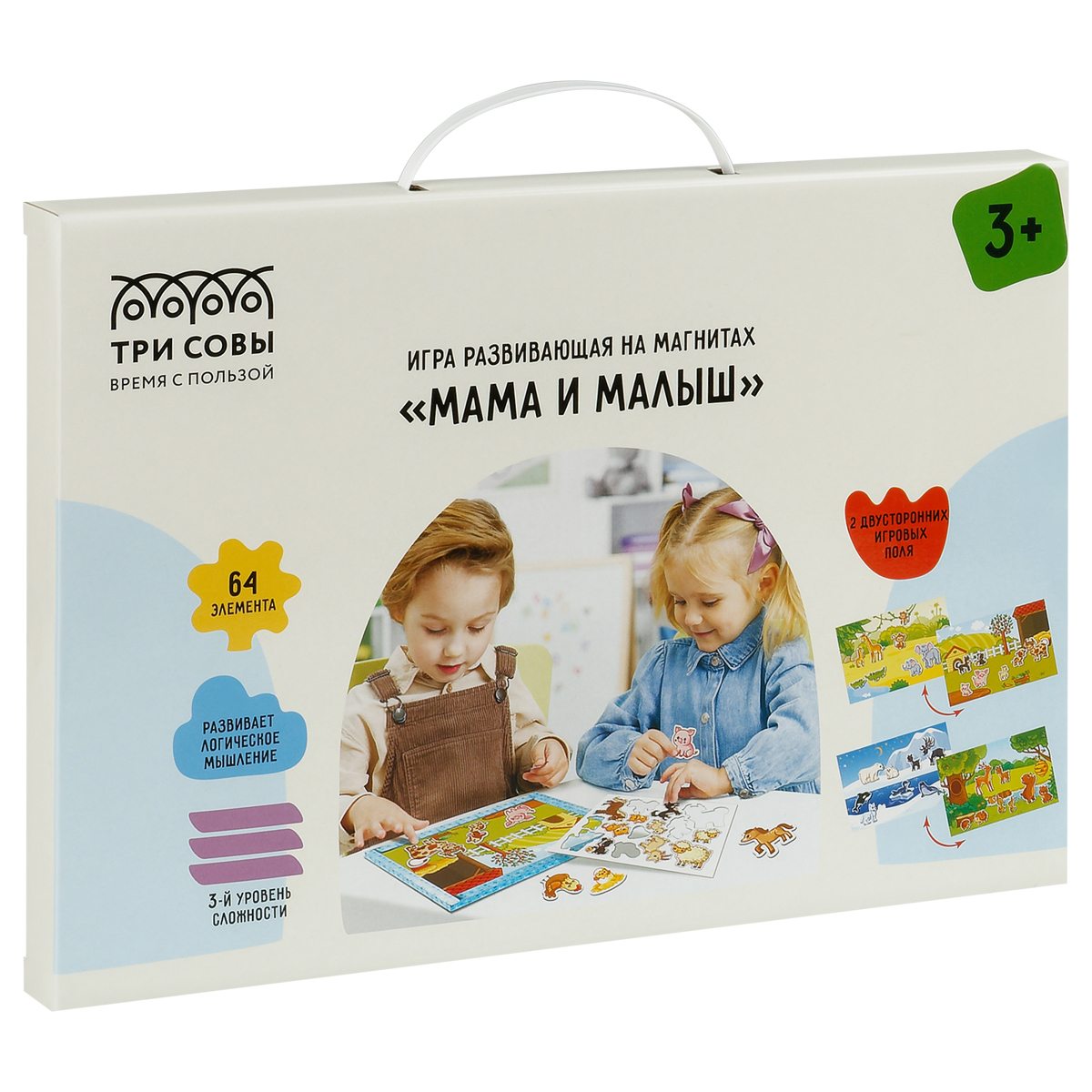 Игра развивающая на магнитах ТРИ СОВЫ "Мама и малыш", 64 эл. - фото 1