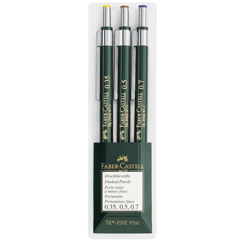 Набор карандашей механических Faber-Castell "TK-Fine 97", HB, 0,35/0,5/0,7мм, пласт. уп., европодвес - фото 1
