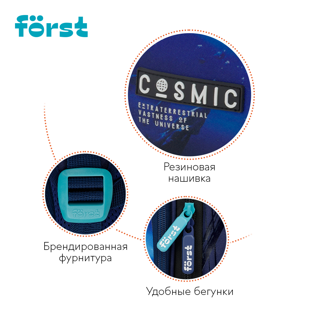 Ранец F?rst F-Top облегченный "Cosmic" 36*28*15см, 2 отделения, 2 кармана, анатомическая спинка - фото 7