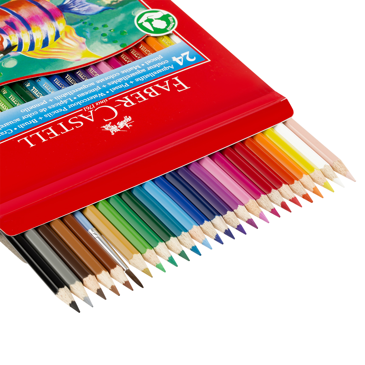 Карандаши акварельные Faber-Castell, 24цв+кисть, картон, европодвес - фото 2