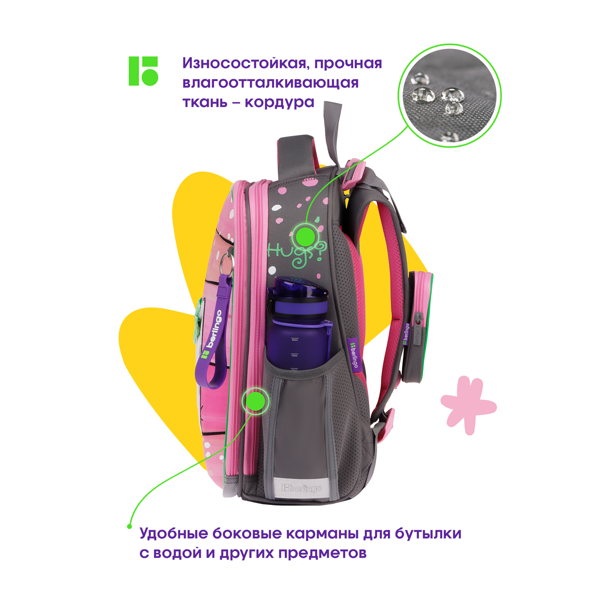 Ранец Berlingo Expert "Cat Hugs" 37*28*16см, 2 отделения, 2 кармана, анатомическая спинка - фото 4