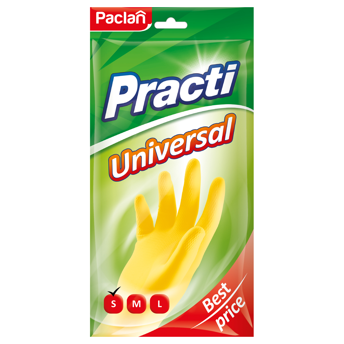 Перчатки резиновые PACLAN Practi латекс желтые р-р S 407896/4078964 - фото 1