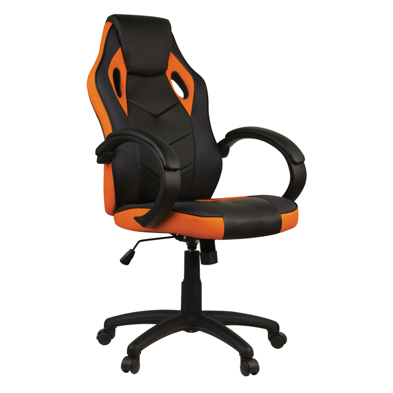 Кресло игровое Helmi HL-S07 "Boost", экокожа/ткань черная/оранжевая - фото 1