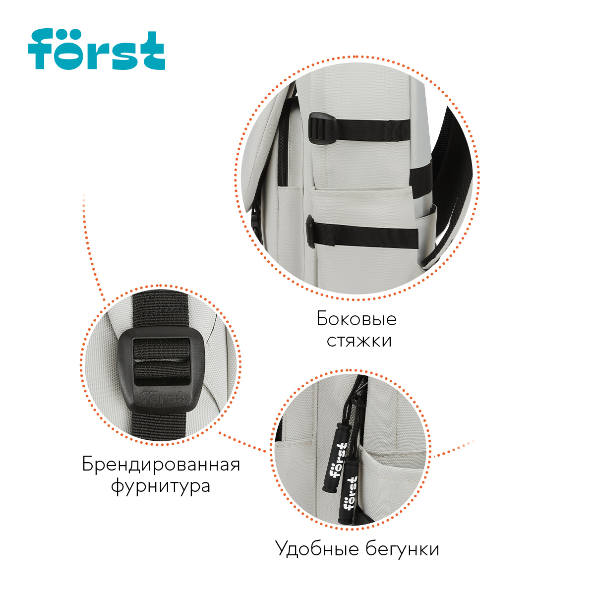 Рюкзак F?rst F-City "Gray Vibe" 43,5*28*16см, 1 отделение, 5 карманов, уплотненная спинка - фото 7