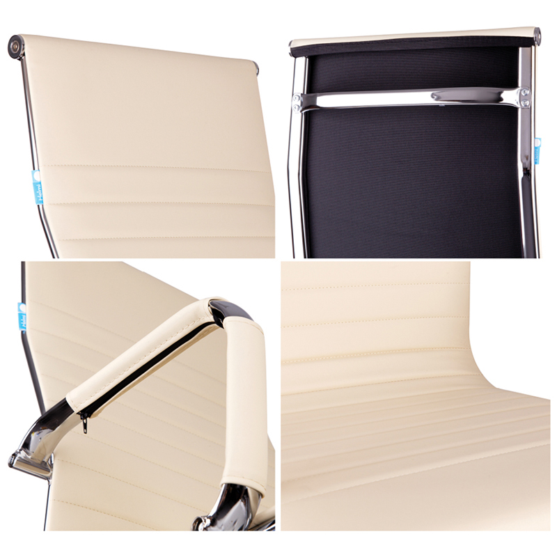 Кресло руководителя Helmi HL-E17 "Slim", экокожа бежевая, хром - фото 6