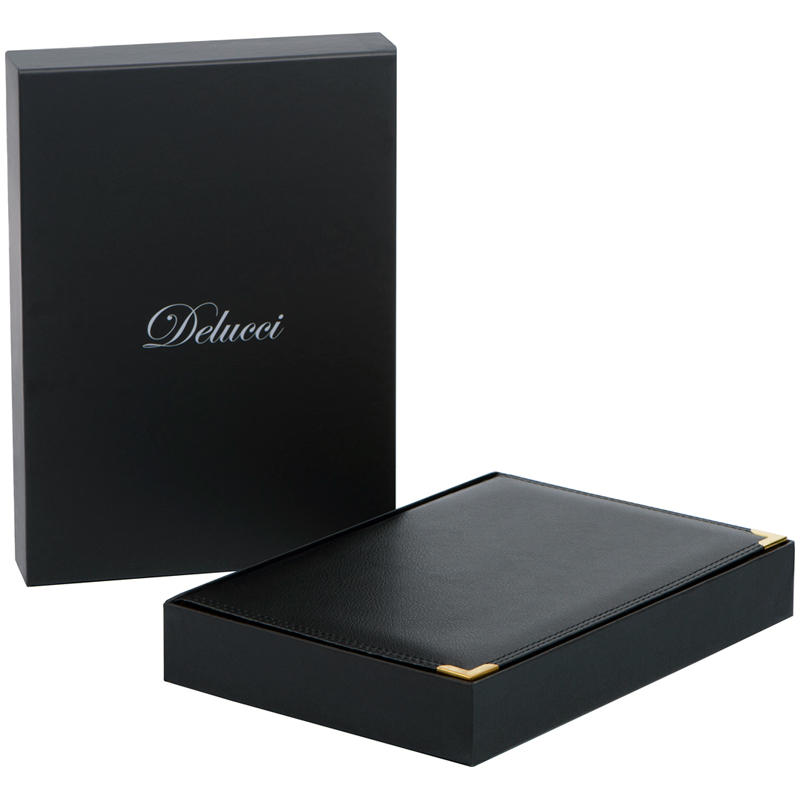 Ежедневник недатированный, А5, 160л., кожа, Delucci, фактурная кожа, золот. срез, черный - фото 9