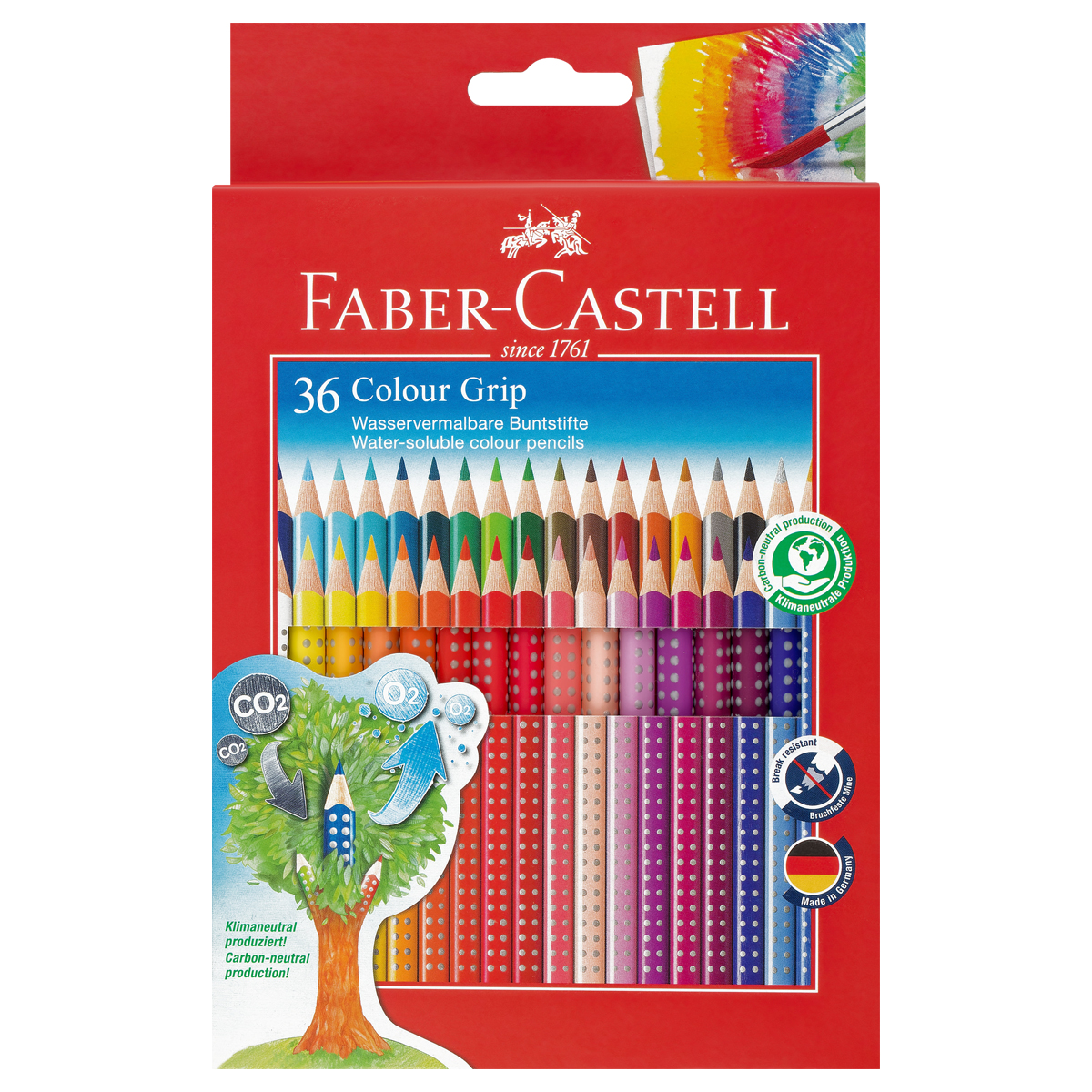 Карандаши цветные Faber-Castell "Grip", 36цв., трехгран., заточен., картон., европодвес - фото 1