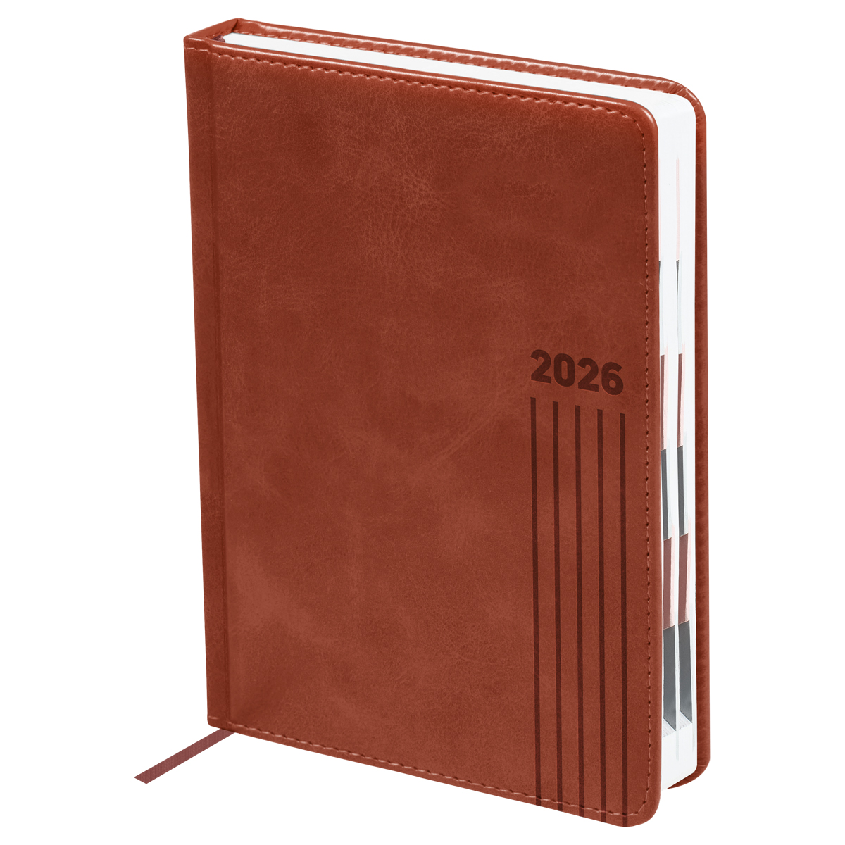 Ежедневник датированный 2026г., А5, 176л., твердый переплет, BG "Vesper Index. Brown", коричневый, блок с индексной вырубкой - фото 1