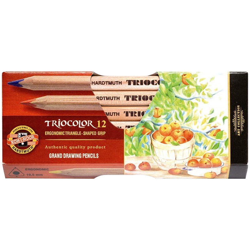 Карандаши цветные Koh-I-Noor "Jumbo Triocolor 3151", 12цв., трехгран., утолщен., неокр. корпус, картон - фото 1