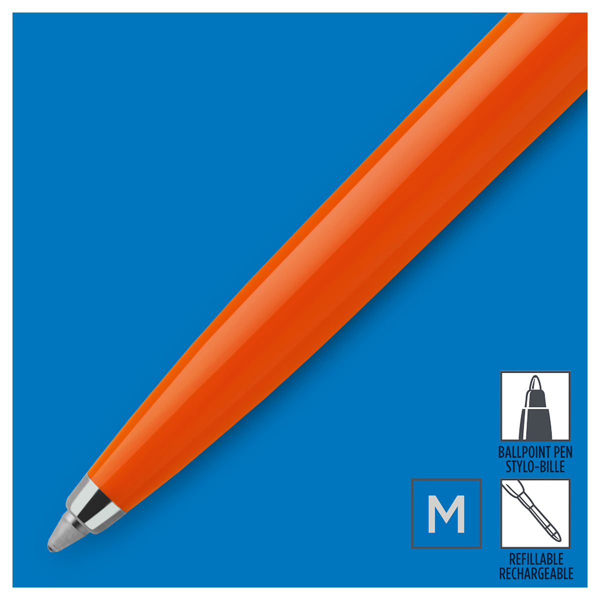Ручка шариковая Parker "Jotter Orange CT" синяя, 1,0мм, кнопочн., пластик. корпус, блистер - фото 3