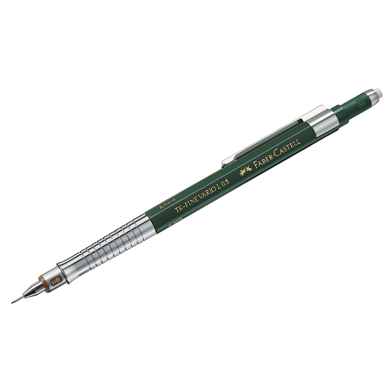 Карандаш механический Faber-Castell "TK-Fine Vario L" 0,5мм, с ластиком, темно-зеленый - фото 1