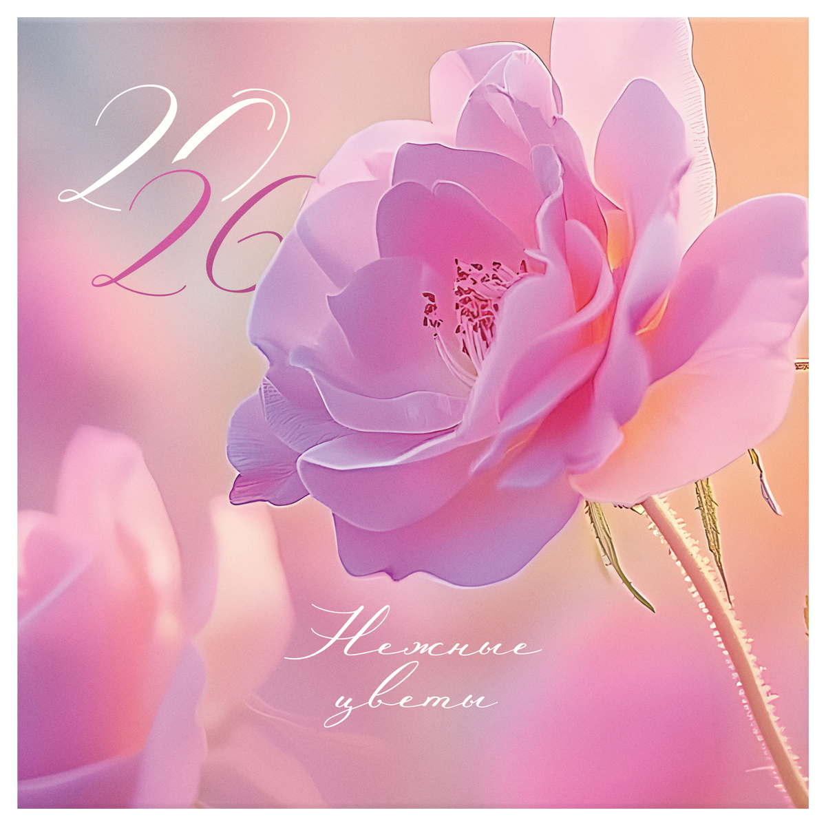 Календарь настенный перекидной на скрепке, 230*230 мм 12л. BG "Цветы", 2026г. - фото 1