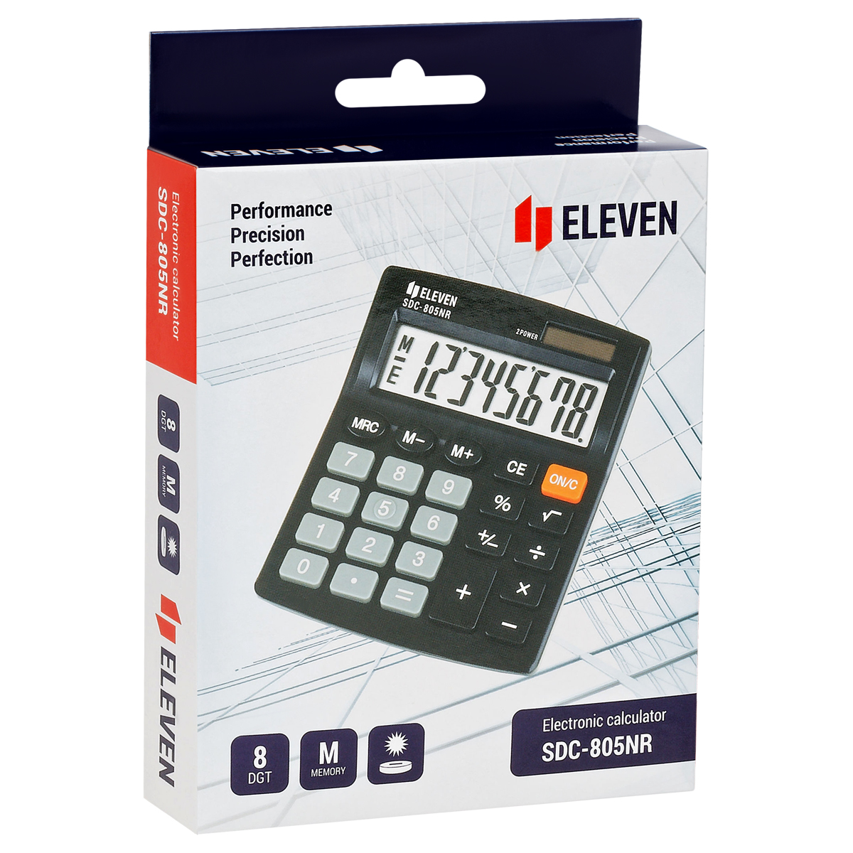 Калькулятор настольный Eleven SDC-805NR, 8 разр., двойное питание, 127*105*21мм, черный - фото 6