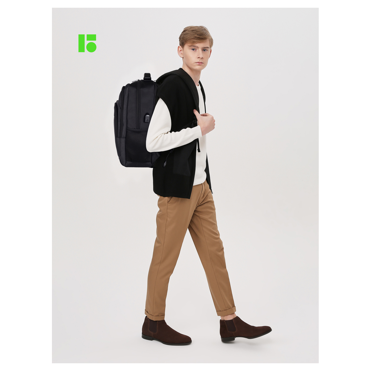 Рюкзак Berlingo City "Strict black" 42*29*17см, 2 отделения, 3 кармана, отделение для ноутбука, эргономическая спинка - фото 9