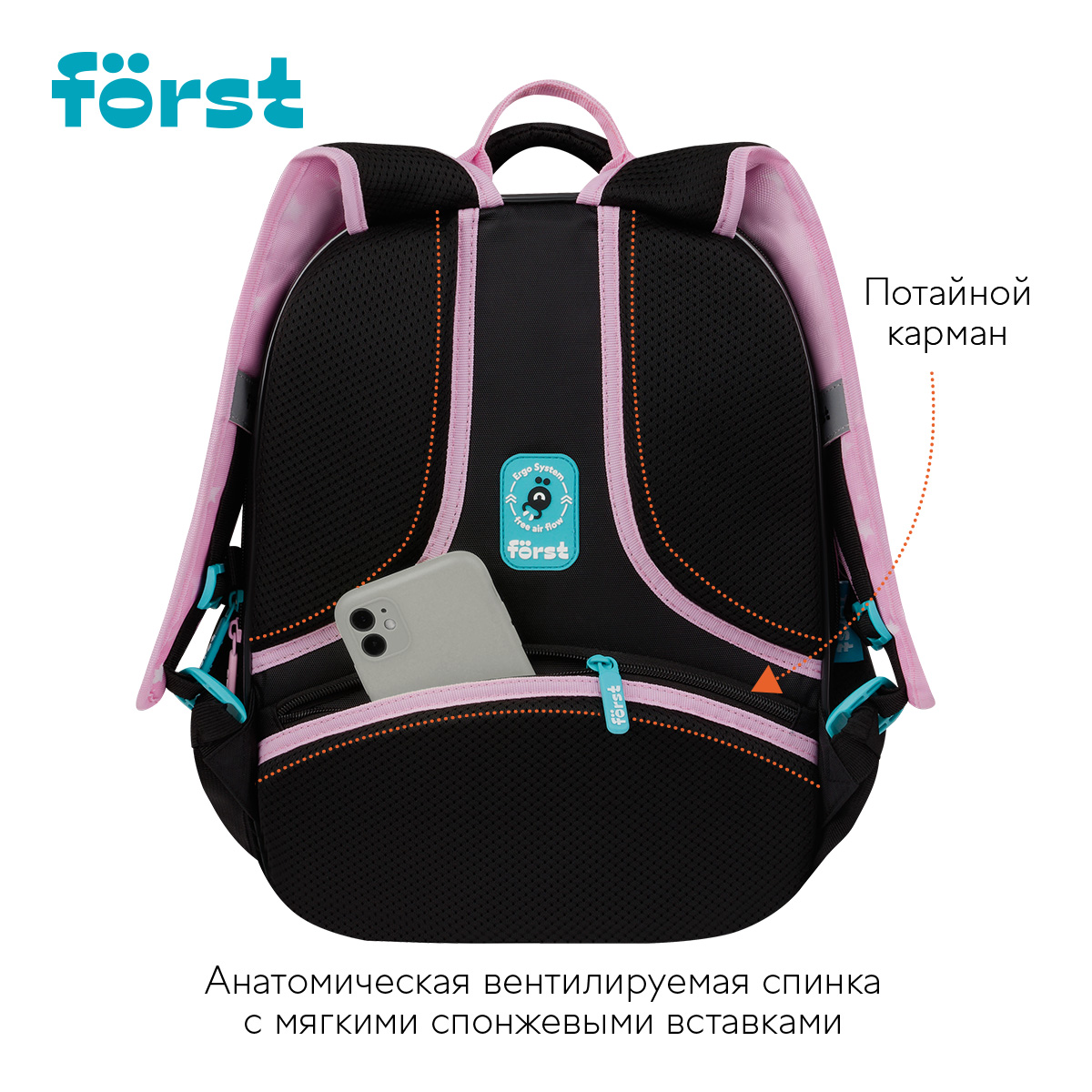 Рюкзак F?rst F-Cloud "FUN" 37*28,5*16,5см, 3 отделения, 3 кармана, анатомическая спинка - фото 3