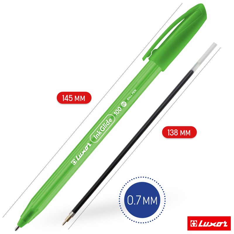 Ручка шариковая Luxor "InkGlide 100 Icy" синяя, 0,7мм, трехгран., корпус ассорти - фото 5