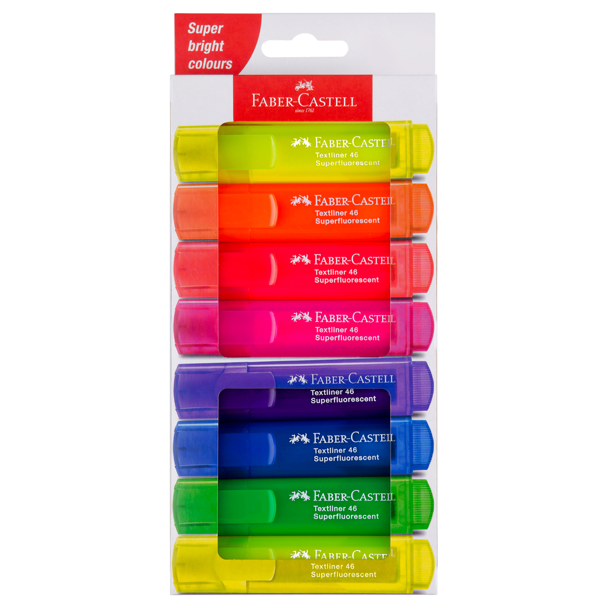 Набор текстовыделителей Faber-Castell "46 Superfluorescent" 7 флуоресцентных цв., 8шт., 1-5мм, картон. уп. - фото 1