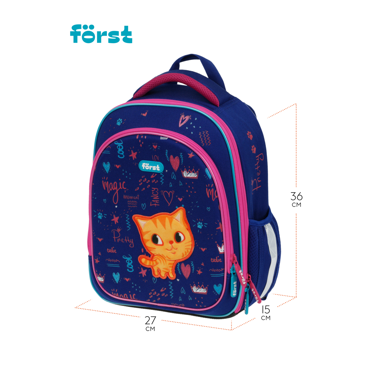 Ранец F?rst F-LIGHT "Funny cat" 37*28*16см, 2 отделения, 2 кармана, анатомическая спинка - фото 3