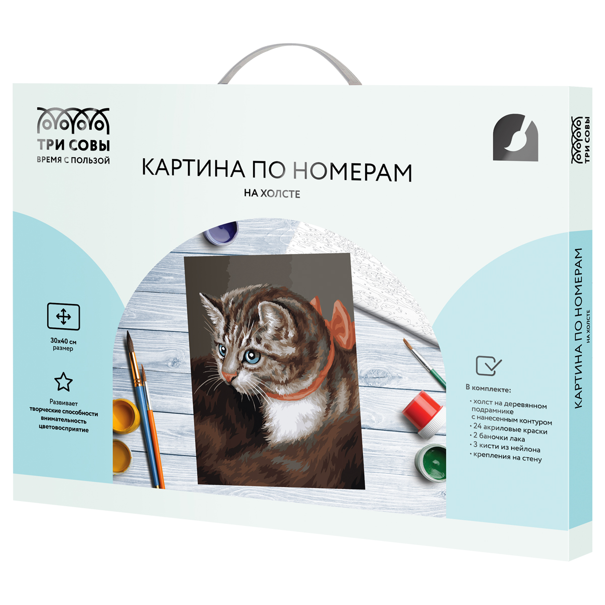 Картина по номерам на холсте ТРИ СОВЫ "Любимая кошка", 30*40, с акриловыми красками и кистями - фото 2
