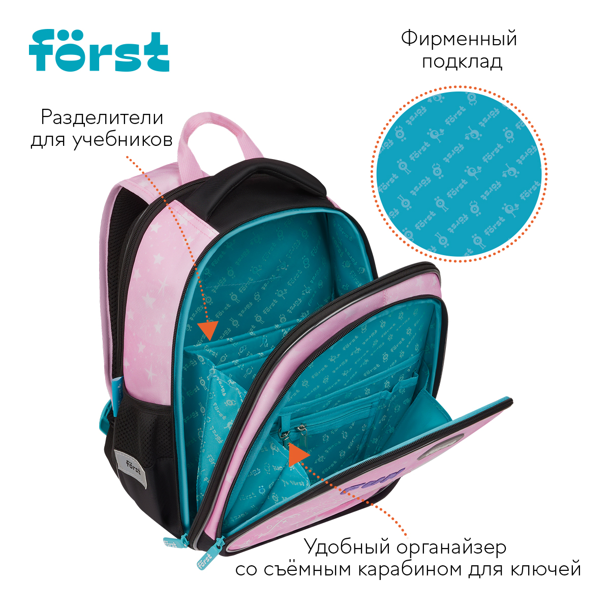 Рюкзак F?rst F-Cloud "FUN" 37*28,5*16,5см, 3 отделения, 3 кармана, анатомическая спинка - фото 7