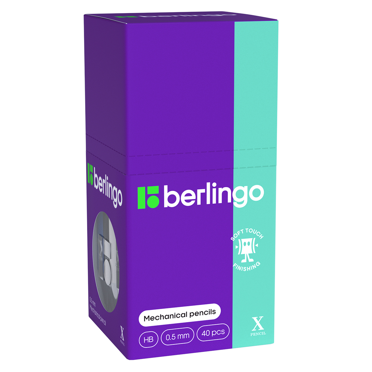 Карандаш механический Berlingo "X" 0,5мм, с ластиком, ассорти - фото 3