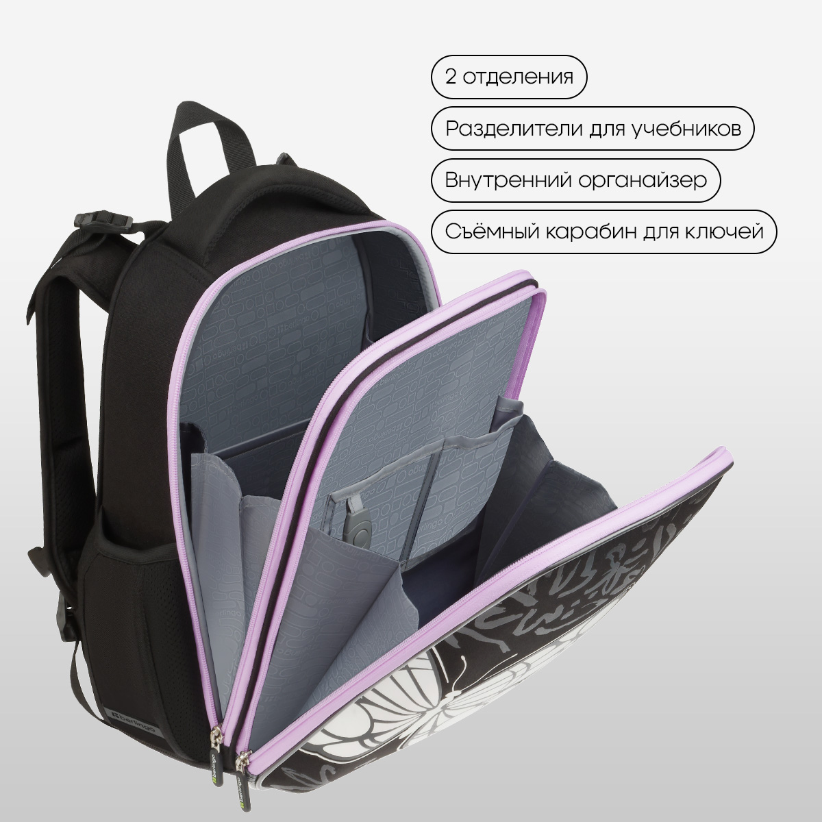 Ранец Berlingo Expert "Butterfly Effect" 37*28*16см, 2 отделения, 2 кармана, анатомическая спинка - фото 5