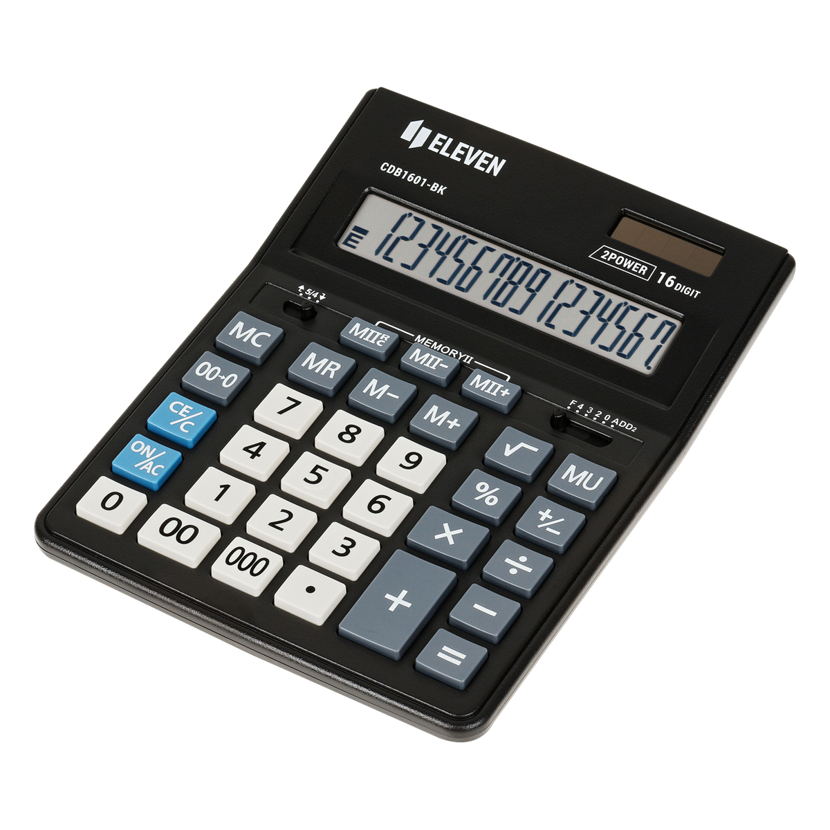 Калькулятор настольный Eleven Business Line CDB1601-BK, 16 разрядов, двойное питание, 155*205*35мм, черный - фото 1