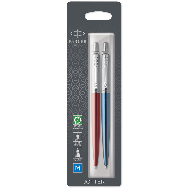 Набор Parker "Jotter London": шар. ручка Red + гел. ручка Blue, 1,0мм, кнопочн., блистер - фото 1
