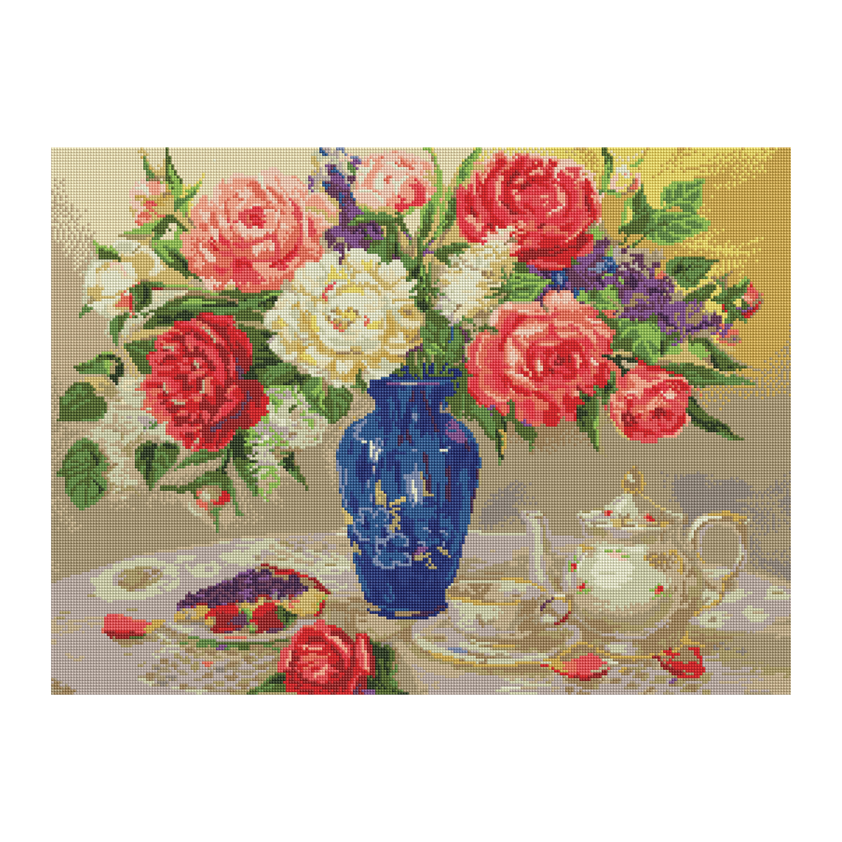 Алмазная мозаика ТРИ СОВЫ "Пионы", 50*70см, холст, картонная коробка с пластиковой ручкой - фото 1