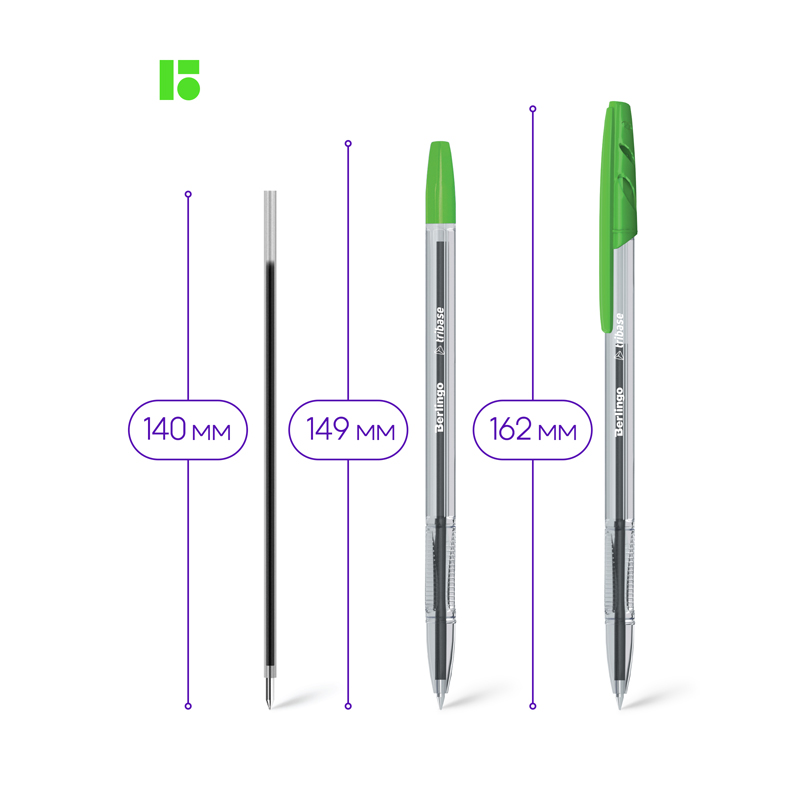 Ручка шариковая Berlingo "Tribase" зеленая, 1,0мм - фото 4