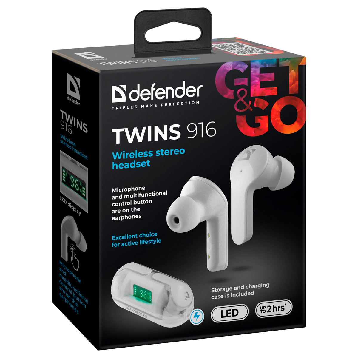 Наушники с микрофоном беспроводные Defender Twins 916, Bluetooth, разъем Type-C, белый - фото 10