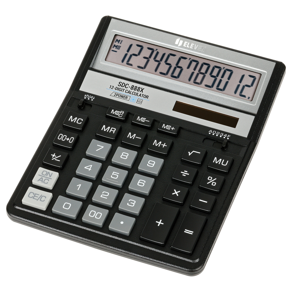 Калькулятор настольный Eleven SDC-888X-BK, 12 разрядов, двойное питание, 158*203*31мм, черный - фото 1