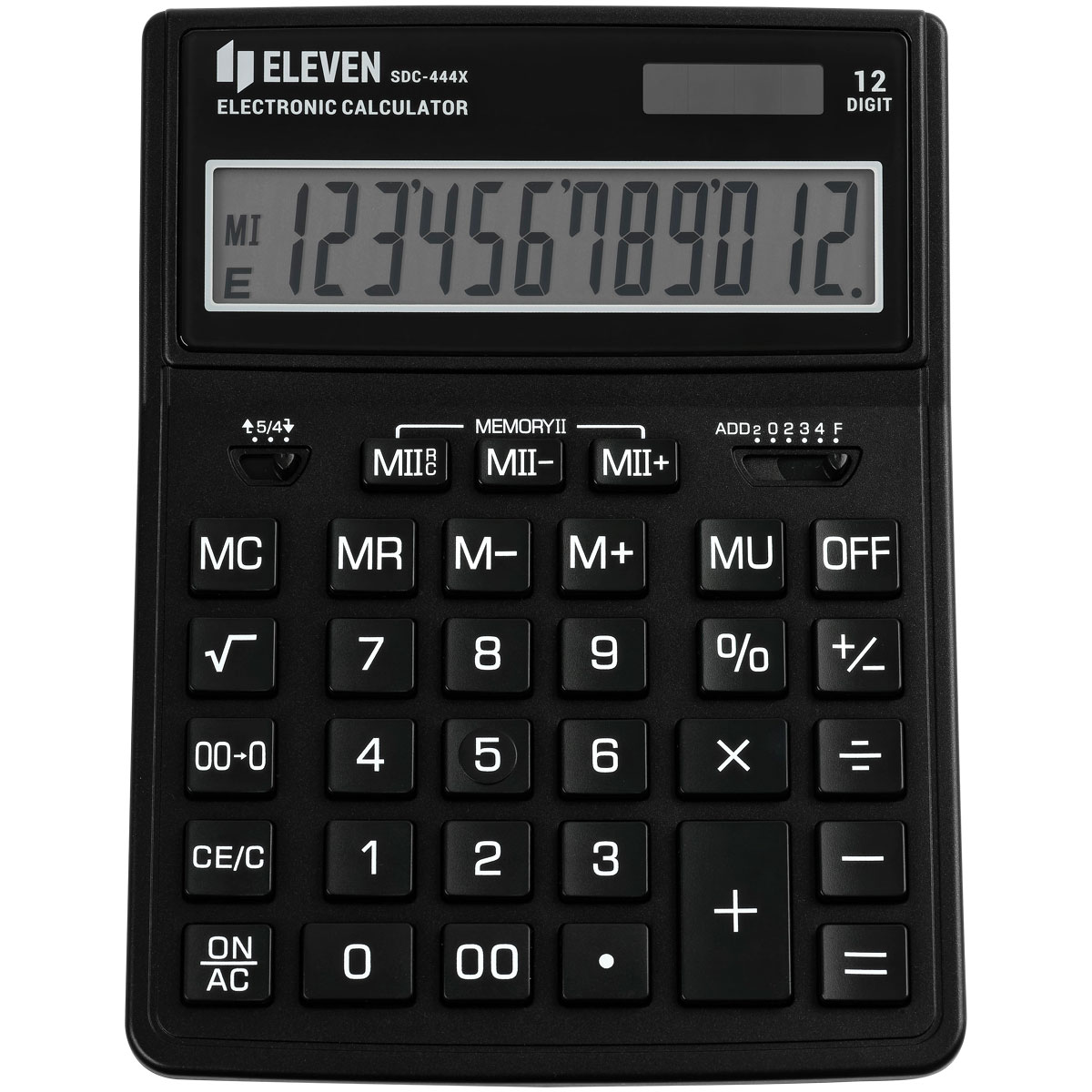 Калькулятор настольный Eleven SDC-444X-BK, 12 разрядов, двойное питание, 155*204*33мм, черный - фото 2