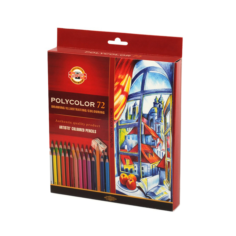 Карандаши цветные художественные Koh-I-Noor "Polycolor 3837", 72цв., заточен.+ 2 точилки+3 ч/гр. кар. 1500, картон, европодвес - фото 1