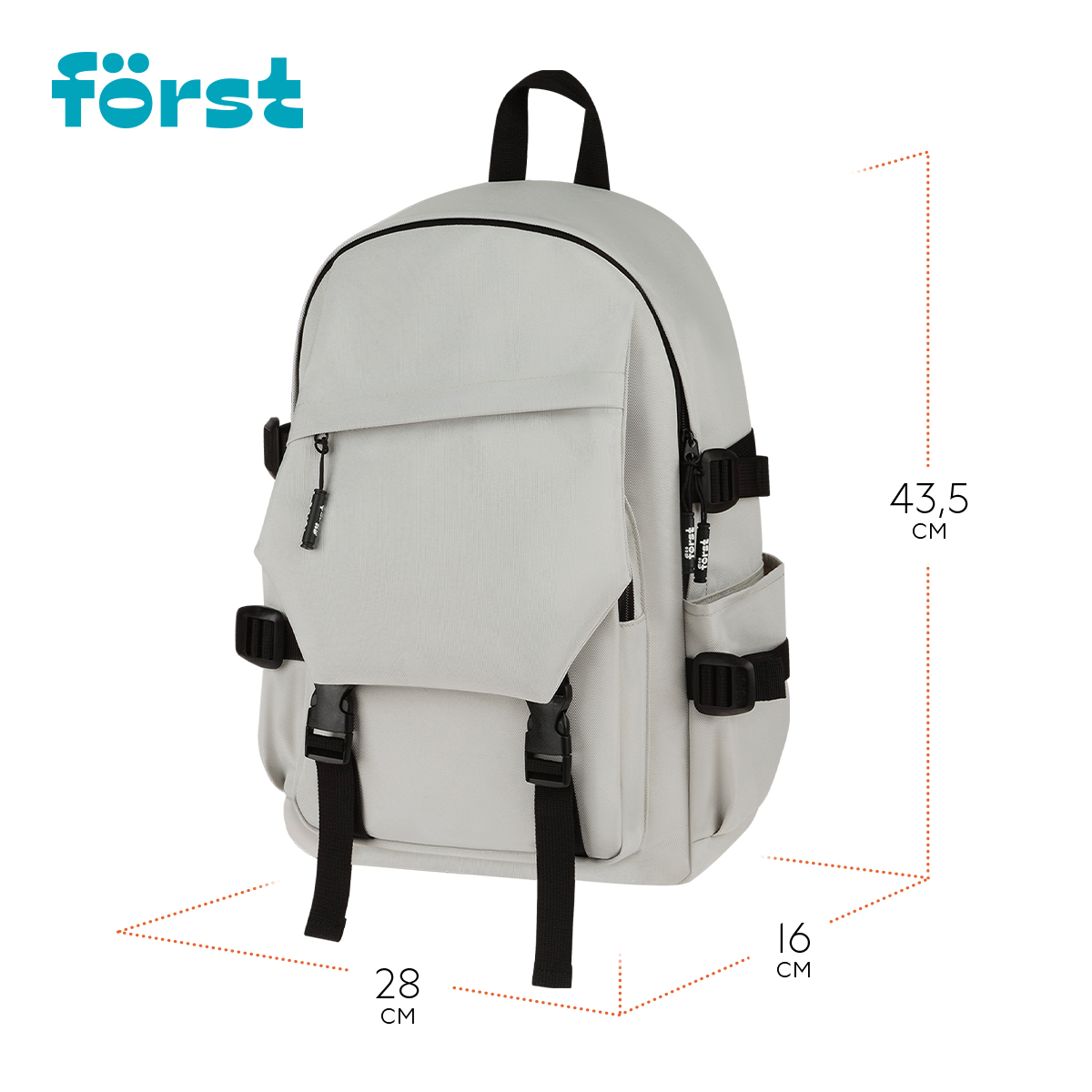 Рюкзак F?rst F-City "Gray Vibe" 43,5*28*16см, 1 отделение, 5 карманов, уплотненная спинка - фото 8