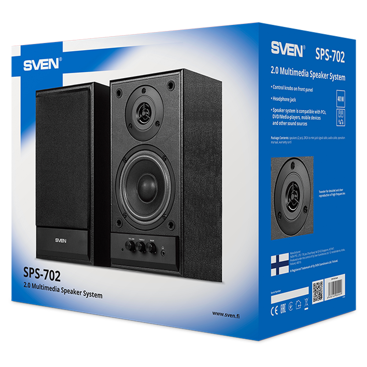 Колонки Sven SPS-702, 2*20W, деревянный корпус, черный - фото 8