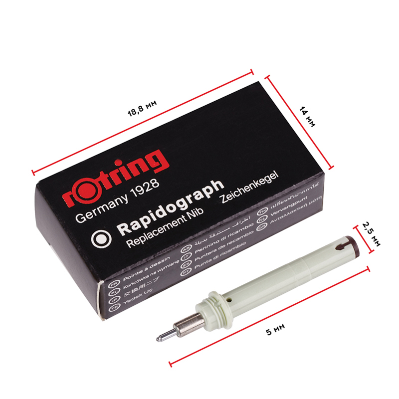 Пишущий элемент для рапидографа Rotring 0,8мм, картон. упаковка - фото 3