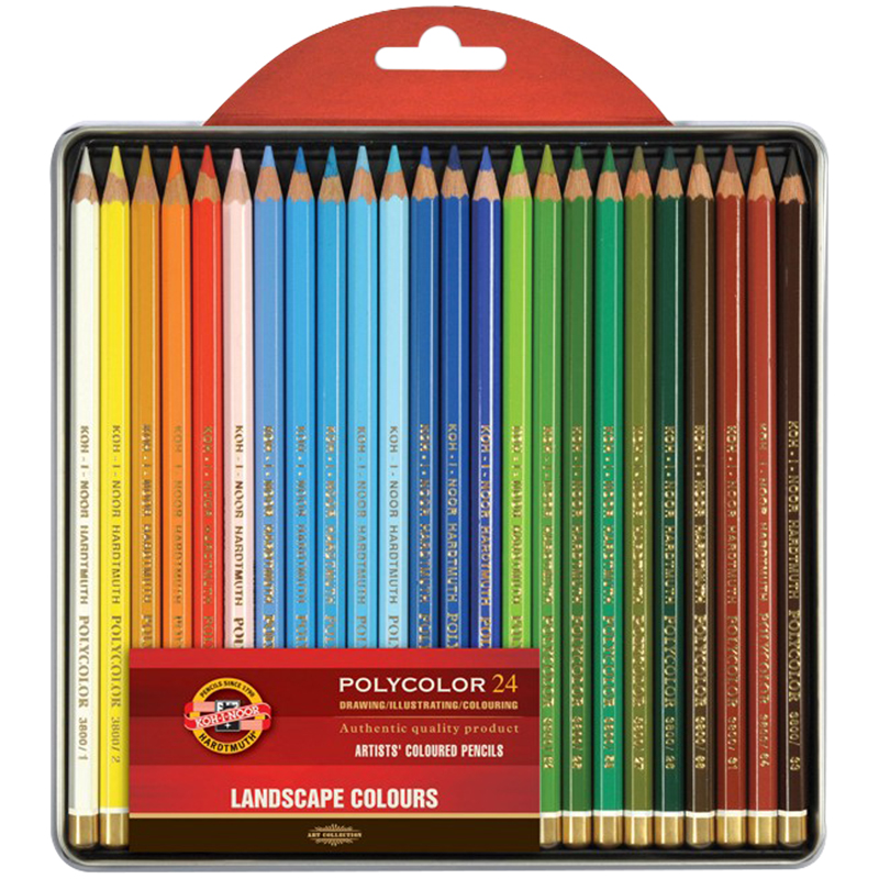Карандаши цветные художественные Koh-I-Noor "Polycolor Landscape 3824" 24цв., заточен., метал. пенал - фото 1
