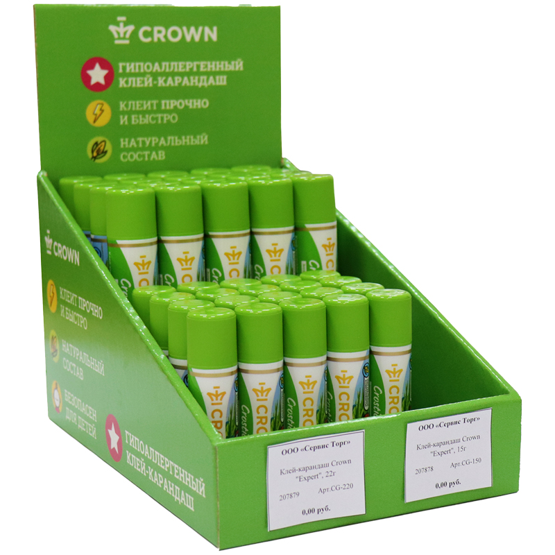 Картонный дисплей Crown клей-карандаш (Ш17см*Г25см*В25см), 2  ячейки - фото 1