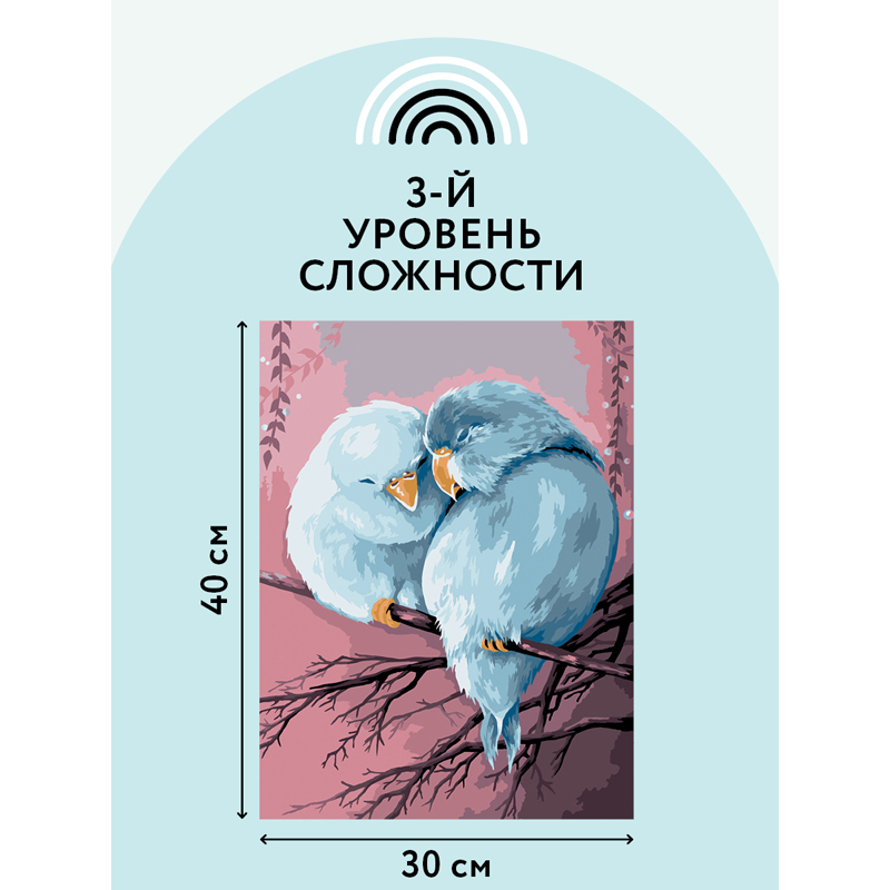 Картина по номерам на холсте ТРИ СОВЫ "Милая пара", 30*40, с акриловыми красками и кистями - фото 3