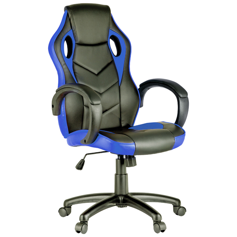 Кресло игровое Helmi HL-S07 "Boost", экокожа/ткань черная/синяя - фото 1