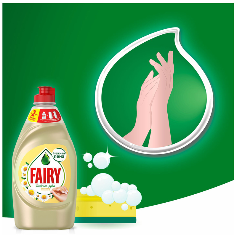 Средство для мытья посуды Fairy Нежные руки Ромашка и витамин Е 900мл - фото 8