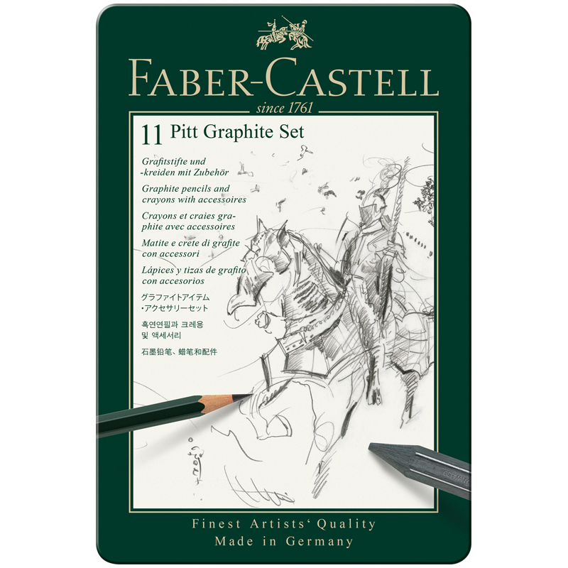 Набор карандашей ч/г Faber-Castell "Pitt Graphite", 11 предметов, заточен., метал. кор. - фото 1